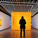 **Prompt:** Immersive art installation, Olafur Eliasson style, dissolving boundaries between viewer and artwork, exploring perception and reality, dynamic lighting, contemporary architecture, vibrant colors, feeling of discovery, German art gallery setting.
