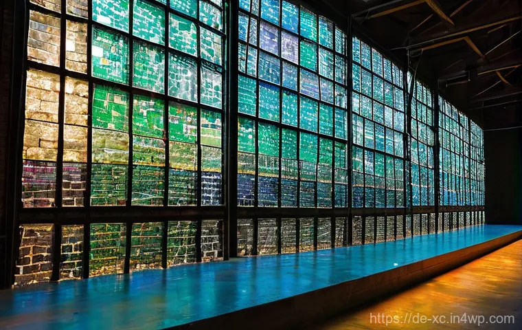 최고의 설치 예술 공간 구성 아이디어 - **Interactive Glowing Sphere Net Installation**
    "Inside a spacious, dimly lit exhibition hall, a...