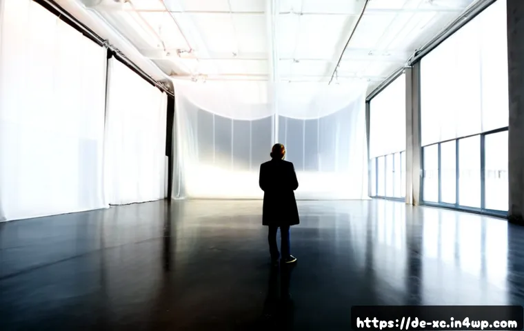 Home 17 설치 예술 공간 구성의 다양한 접근법 - Photorealistic contemporary installation art gallery in Berlin, a spacious white industrial hall tra...